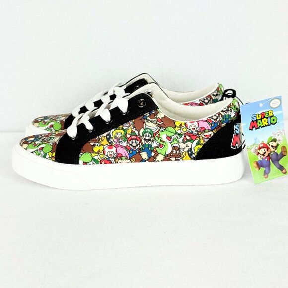 Ground Up Boys Super Mario Nintendo Low Top Lace Up Canvas Black Shoes Sz 3 NWOB - Picture 2 of 11